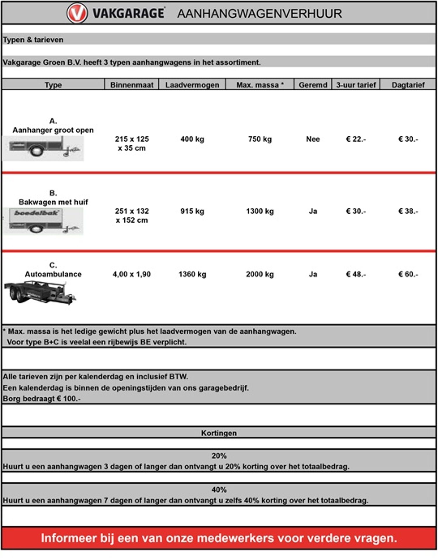 Aanhangwagenverhuur Groen